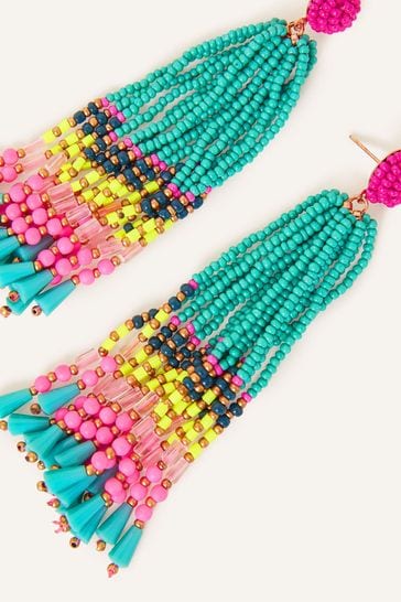 Green online beaded earrings