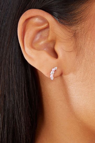 Buy Accessorize Pink Sterling Silver Beaded Sparkle Earrings 2