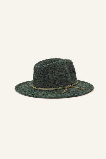 Accessorize Green Chenille Packable Fedora Hat