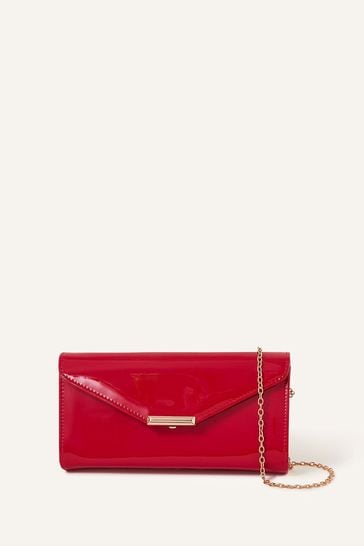 Accessorize Red Patent Clutch Bag