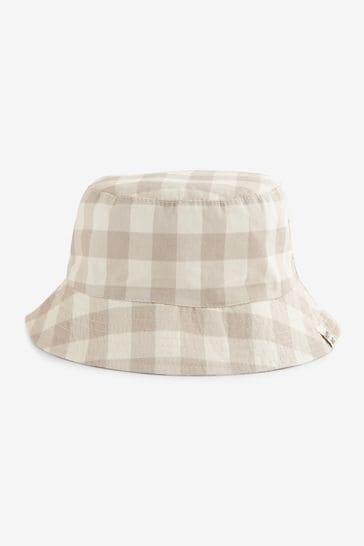Neutral Check Bucket Hat (3mths-10yrs)