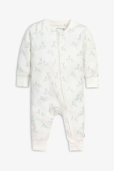 The Little Tailor Baby Cream Front Zip Soft Cotton Sleepsuit
