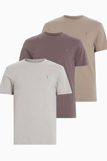 AllSaints Brown Brace Short Sleeve T-Shirts 3 Pack