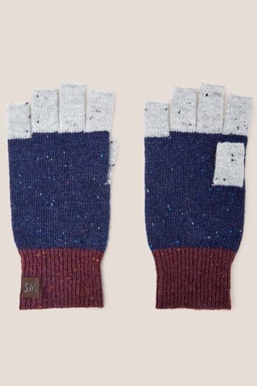 White Stuff Blue Stripe Fingerless Gloves