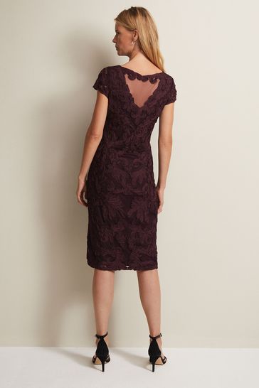Buy Phase Eight Purple Agatha Berry Tapework Midi Dress from Next