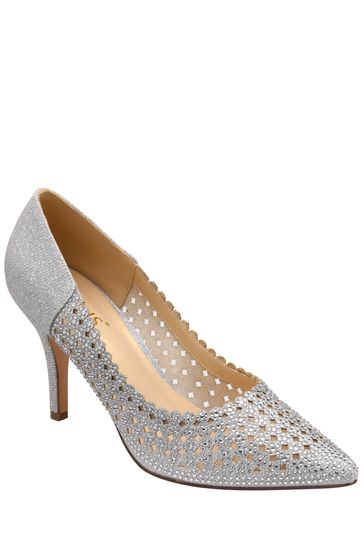 Lotus Silver Stiletto-Heel Pointed Toe Court Shoes