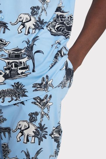 Buy Chelsea Peers Blue Animal Garden Print Short Pyjama Set from Next Cyprus