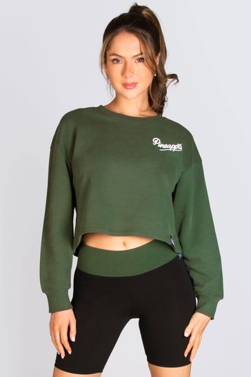 Pineapple Green Logo Womens Midi Crop Sweater