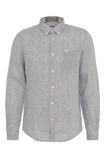 Barbour Grey Linton Linen Long Sleeve Shirt