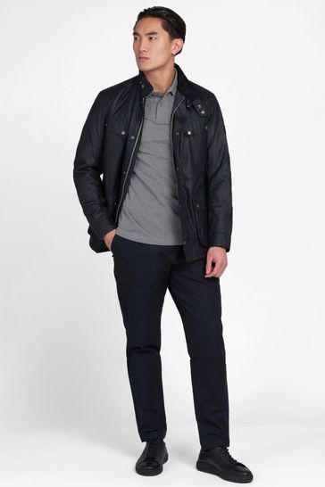 Barbour international slim fit duke top wax jacket in black