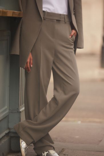 Buy Brown Khaki Twill Straight Trousers from Next Bahrain