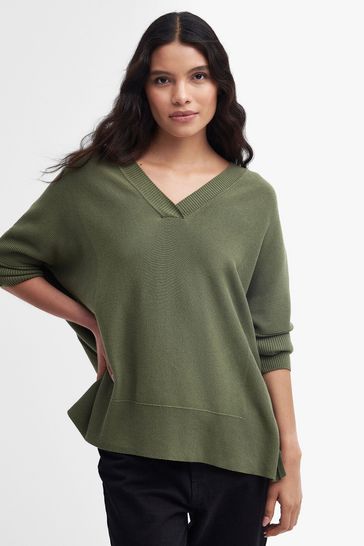 Barbour International® Green Rouse V-Neck Knitted Jumper