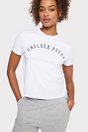 Chelsea Peers White Organic Cotton Logo Crop T-Shirt