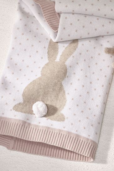 The White Company Pink Pom Bunny Baby Blanket