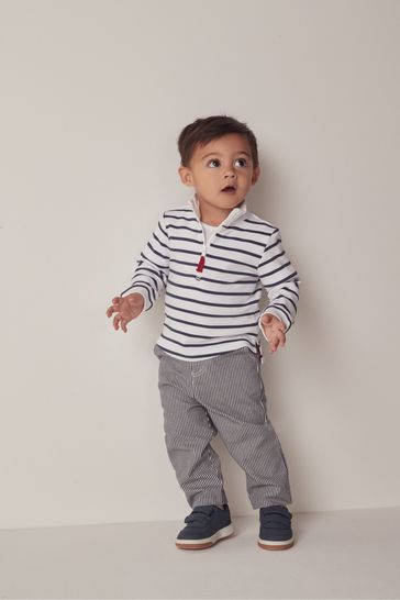 Buy The White Company Blue Organic Cotton Stripe Twill Trousers