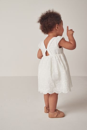 Buy The White Company Cotton Broderie White Dress from the Laura