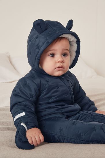 The White Company Blue Star Quilted Pramsuit