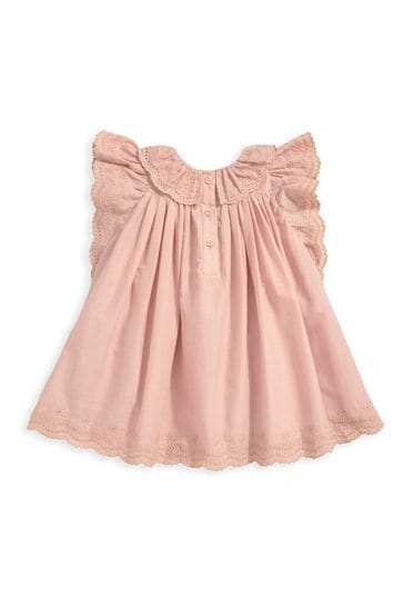 Mamas Papas Pink Broderie Frill Dress