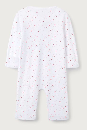 The White Company Organic Cotton Pointelle Wrap White Sleepsuit