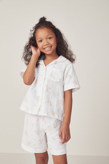 Buy The White Company Cotton Vintage Floral Classic Shortie 100 Cotton White Pyjamas from Next Turkey
