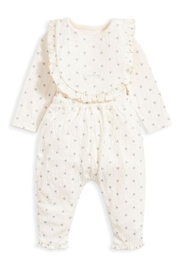 Mamas & Papas Ditsy First White Outfit Set 3 Piece