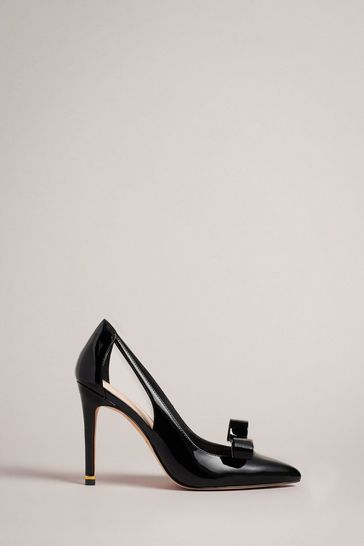 Ted Baker Black Orliney Patent Bow 100mm Cut-Out Detail Courts