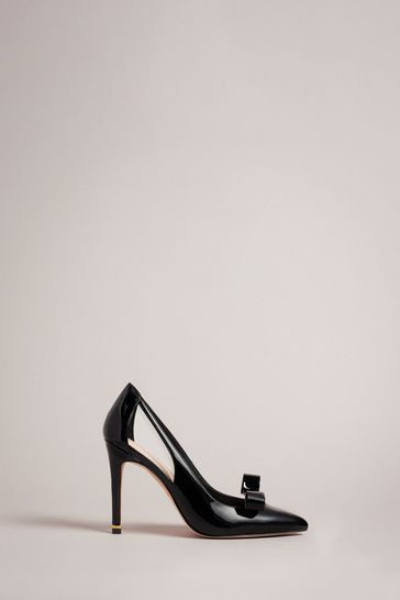Ted Baker Black Orliney Patent Bow 100mm Cut-Out Detail Court Shoes