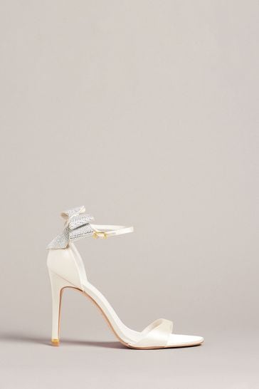 Ted Baker Natural Hemary Satin Crystal Bow Back Sandals