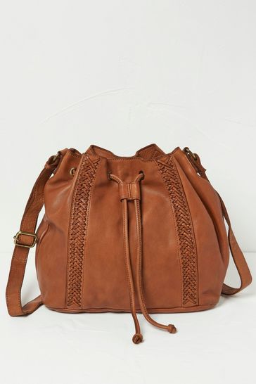 FatFace Brown Awna Leather Bucket Bag