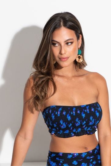 Pour Moi Black Free Spirit Strapless Shirred Bandeau Underwired Top