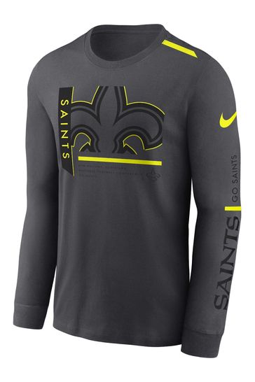 Buy Fanatics Grey NFL New Orleans Saints VOLT Long Sleeve Dri FIT Cotton T Shirt from the Laura Ashley online shop