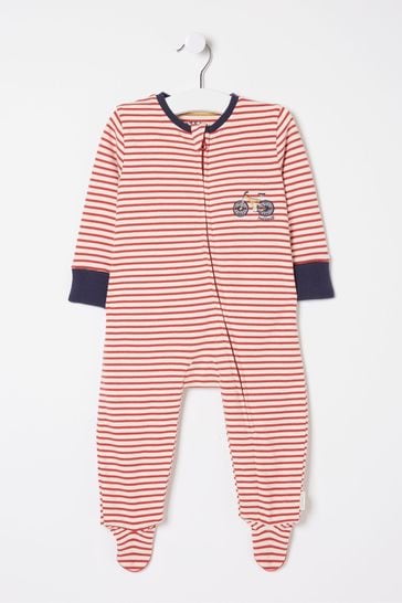 FatFace Red Bike Graphic Zipped Sleepsuit
