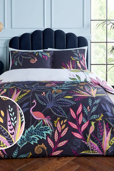 Sara Miller Midnight Botanic Paradise Duvet Cover and Pillowcase Set