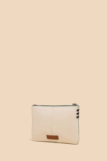 White Stuff Leather Zip Top Pouch