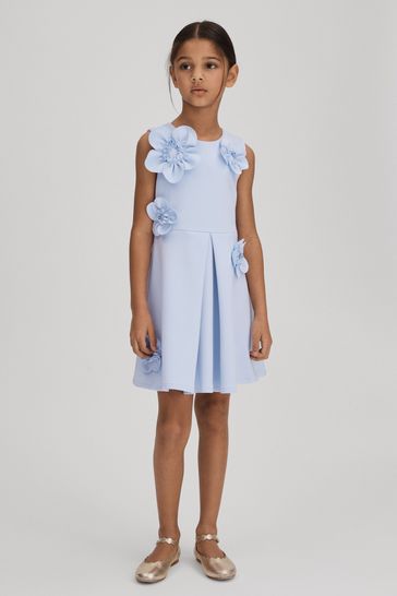 Reiss Lilac Posy Senior Pleated Flower Scuba Dress