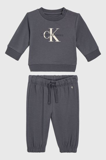 Calvin Klein Grey Monogram Sweatshirt Set