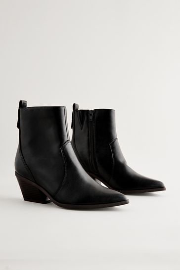 Buy Black Tumbled Forever Comfort Cowboy Western Ankle Boots from Next Bahrain