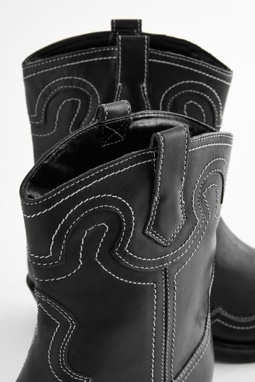 Buy Black Forever Comfort Stitched Western Cowboy Boots from Next Bahrain