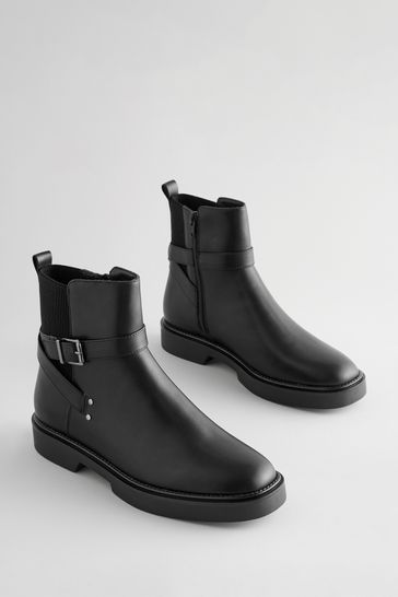Buy Black Forever Comfort Chelsea Buckle Ankle Boots from Next Bahrain
