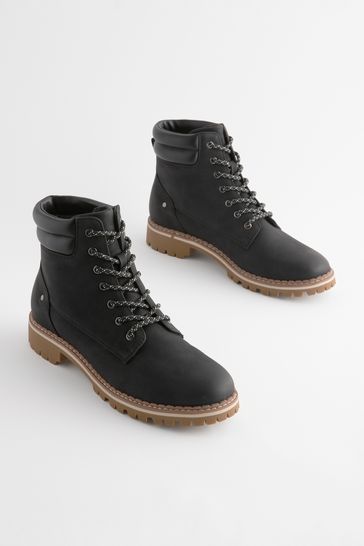 Black Forever Comfort Casual Lace Up Ankle Boots