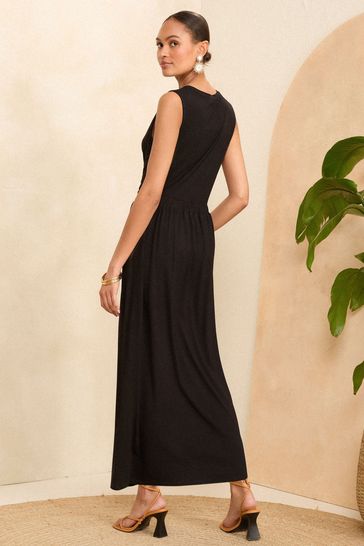 Buy Love Roses Black Knot Front Jersey Sleevless Midi Dress from Next Bahrain