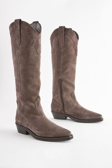Next brown knee high boots cheap
