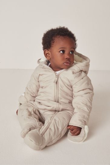The White Company Natural Star Pebble Quilted Pramsuit