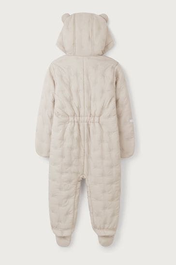 The White Company Natural Recycled Star Pebble Quilted Pramsuit