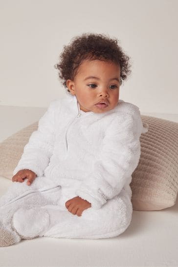 Baby The White Company Pebble Fleece Romper