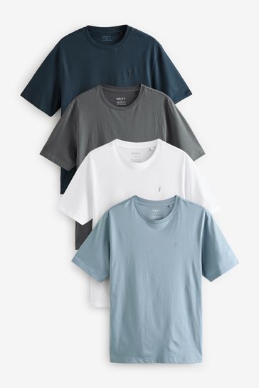 Black Burg White Grey 100 Cotton T Shirts 4 Pack