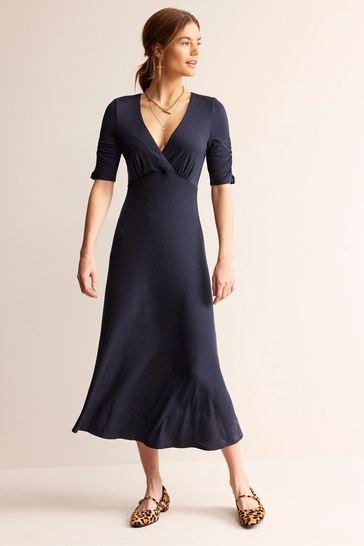 Boden Navy Rebecca Jersey Midi Tea Dress