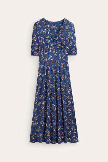 Boden Blue Rebecca Jersey Midi Tea Dress