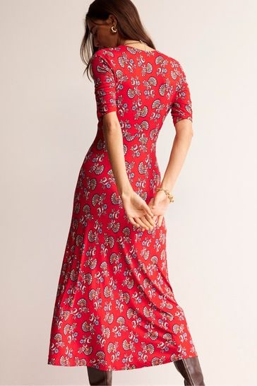 Buy Boden Red Rebecca Jersey Midi Tea Dress from Next Denmark