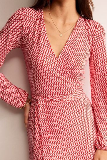 Buy Boden Red Joanna Jersey Midi Wrap Dress from Next Luxembourg